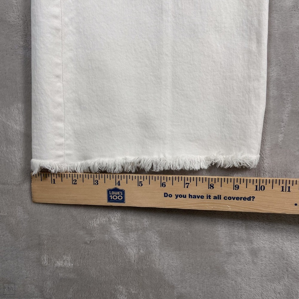 Ann Taylor Women's Jeans The Wide Leg Fringe Hem Neutral Casual 8 Cream - Picture 6 of 7